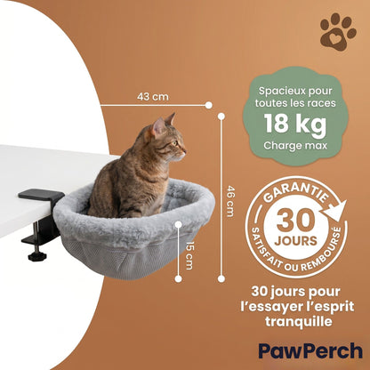 Dimensions PawPerch Pliable 43x46 cm capacité 18 kg — garantie 30 jours satisfait ou remboursé